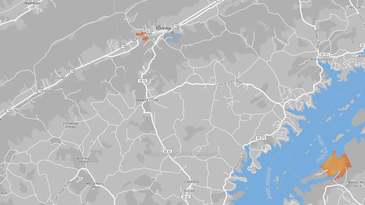 Bike Grade map of Rutledge, TN