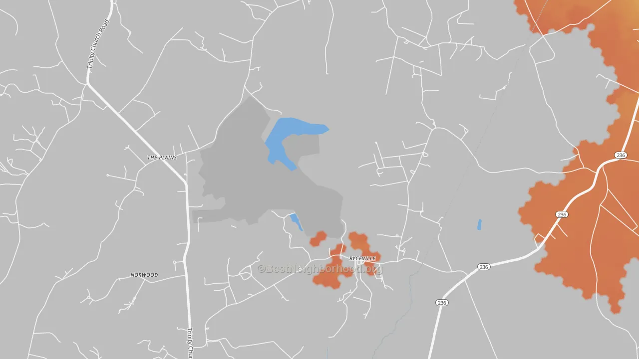 Bike Grade map of Ryceville, MD
