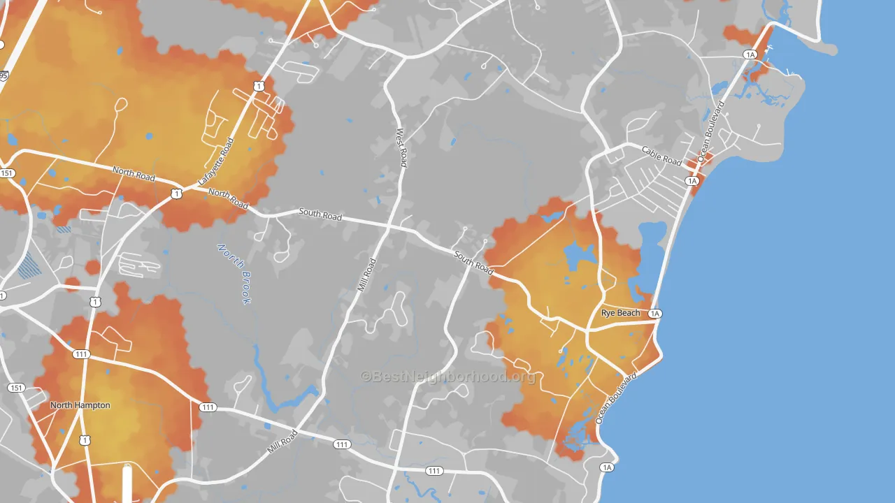 Bike Grade map of Rye Beach, NH
