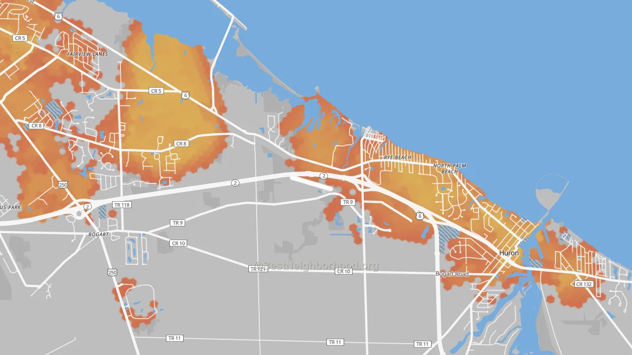 Bike Grade map of Rye Beach, OH