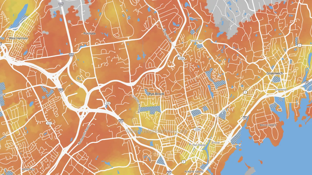 Bike Grade map of Rye Brook, NY