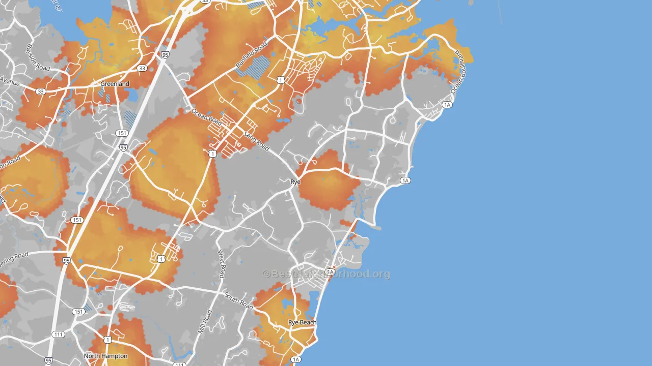 Bike Grade map of Rye, NH