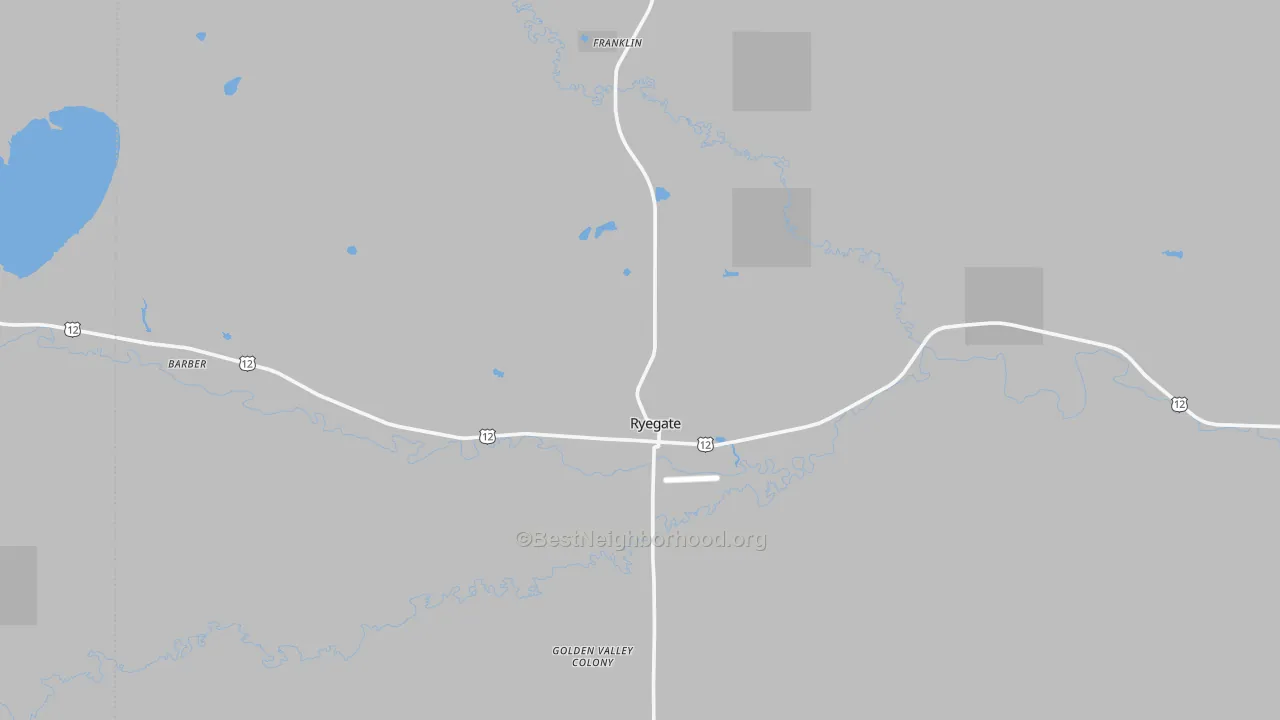 Bike Grade map of Ryegate, MT