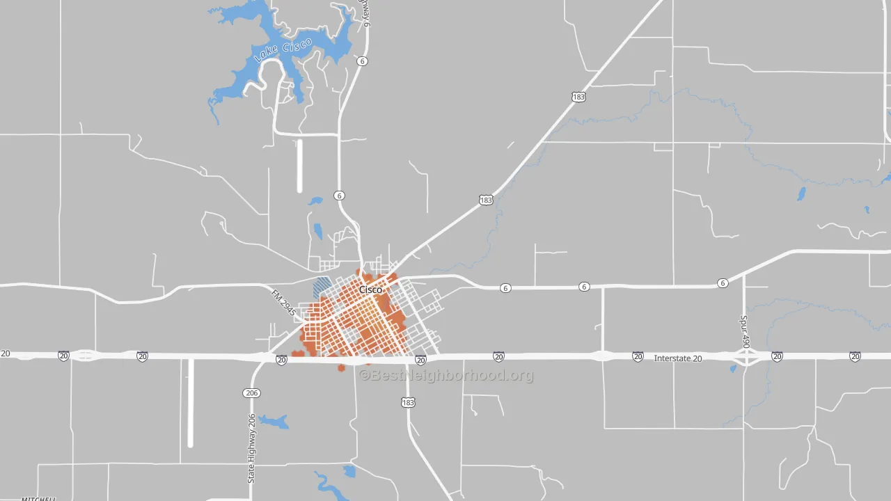 Bike Grade map of Sabanno, TX