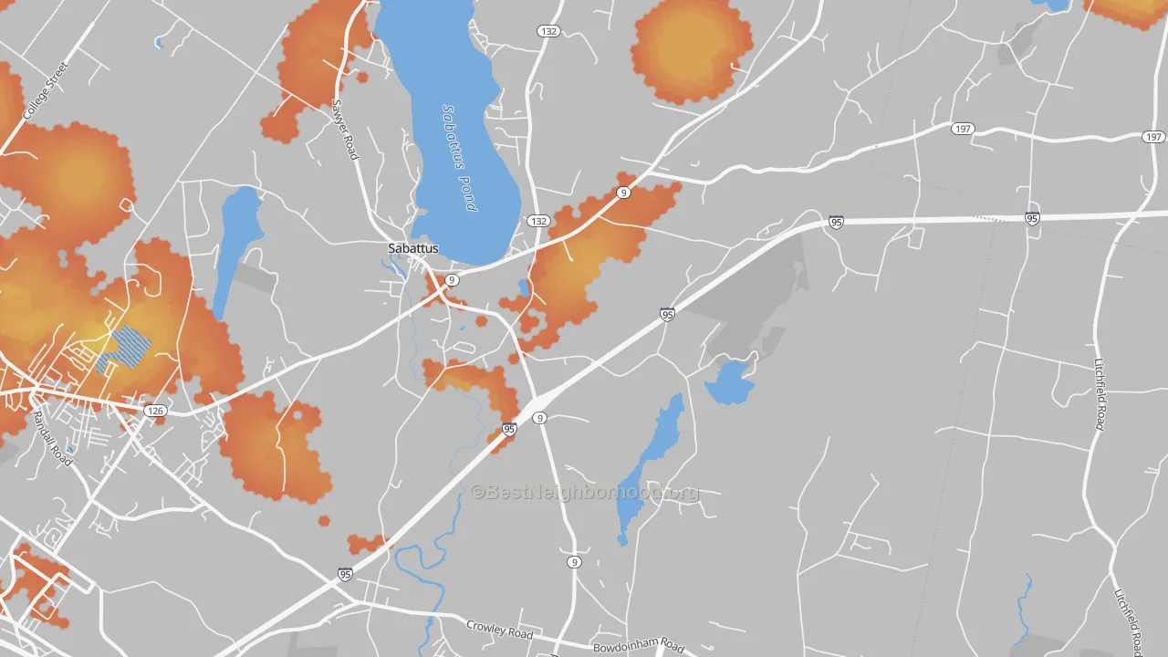 Bike Grade map of Sabattus, ME