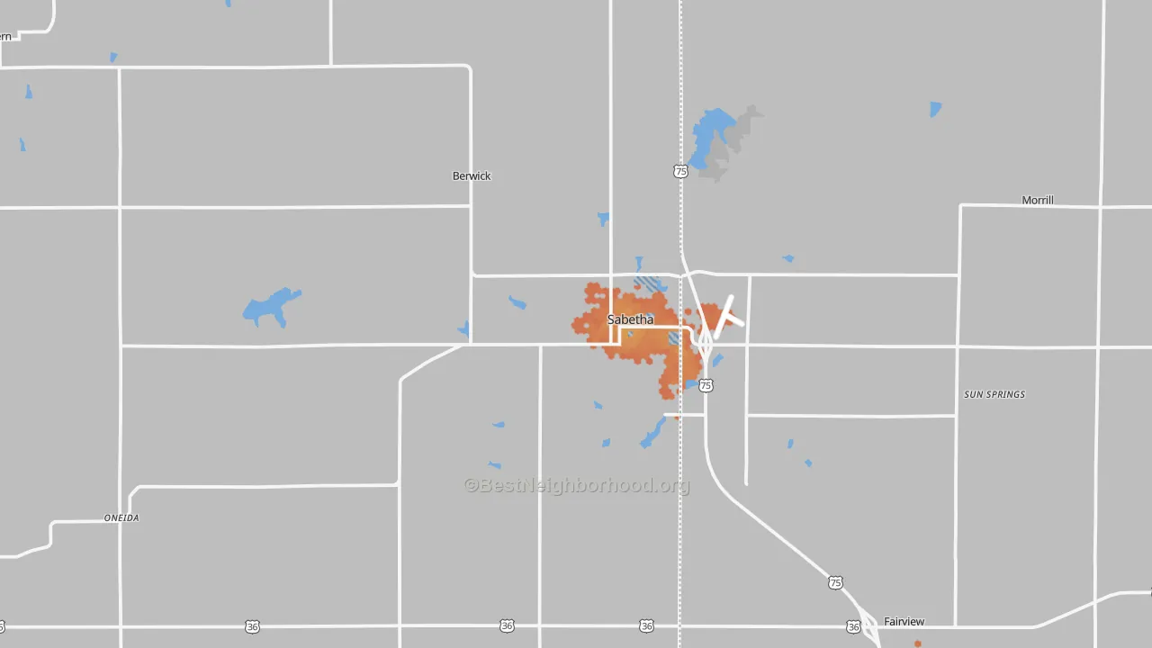 Bike Grade map of Sabetha, KS