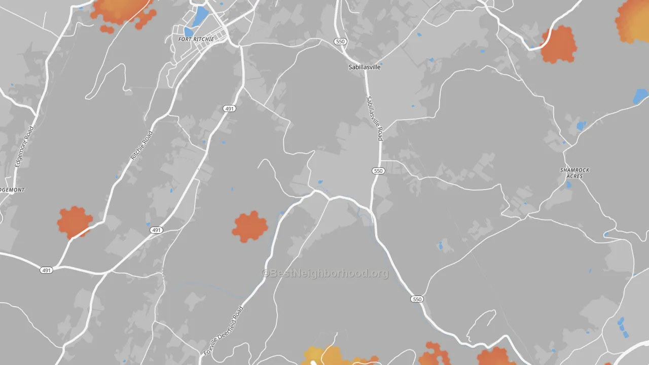 Bike Grade map of Sabillasville, MD