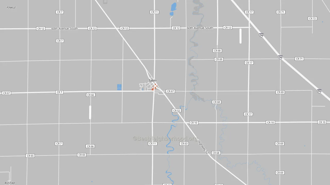 Bike Grade map of Sabin, MN