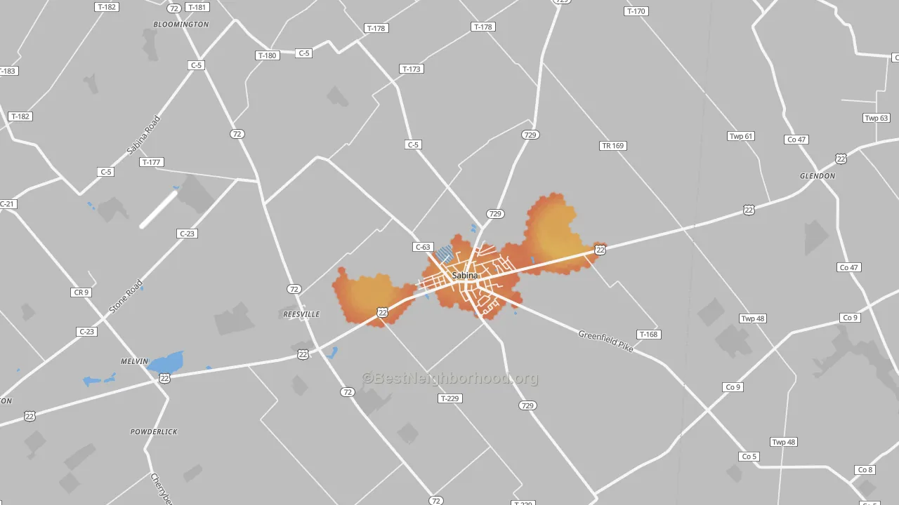 Bike Grade map of Sabina, OH