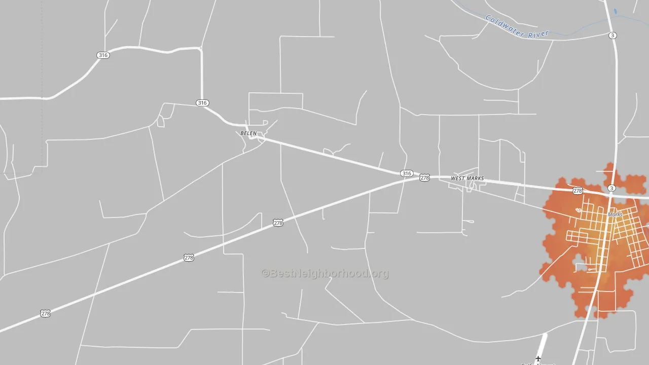 Bike Grade map of Sabino, MS