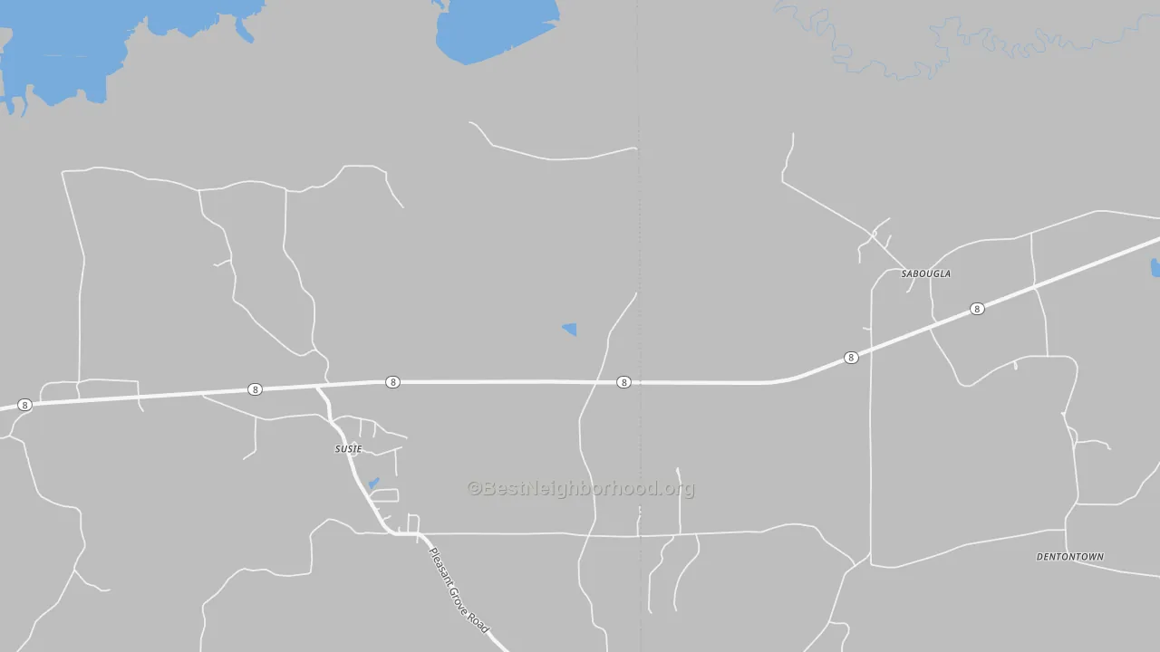 Bike Grade map of Sabougla, MS