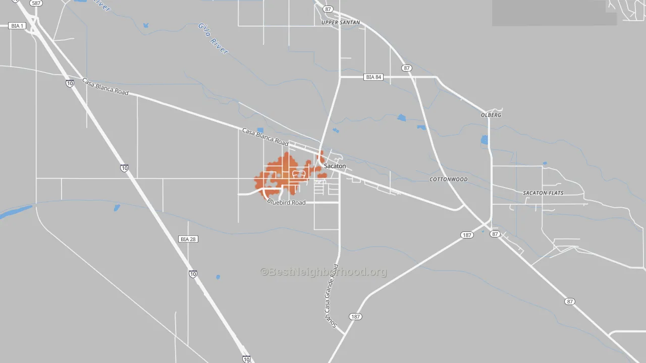 Bike Grade map of Sacaton, AZ