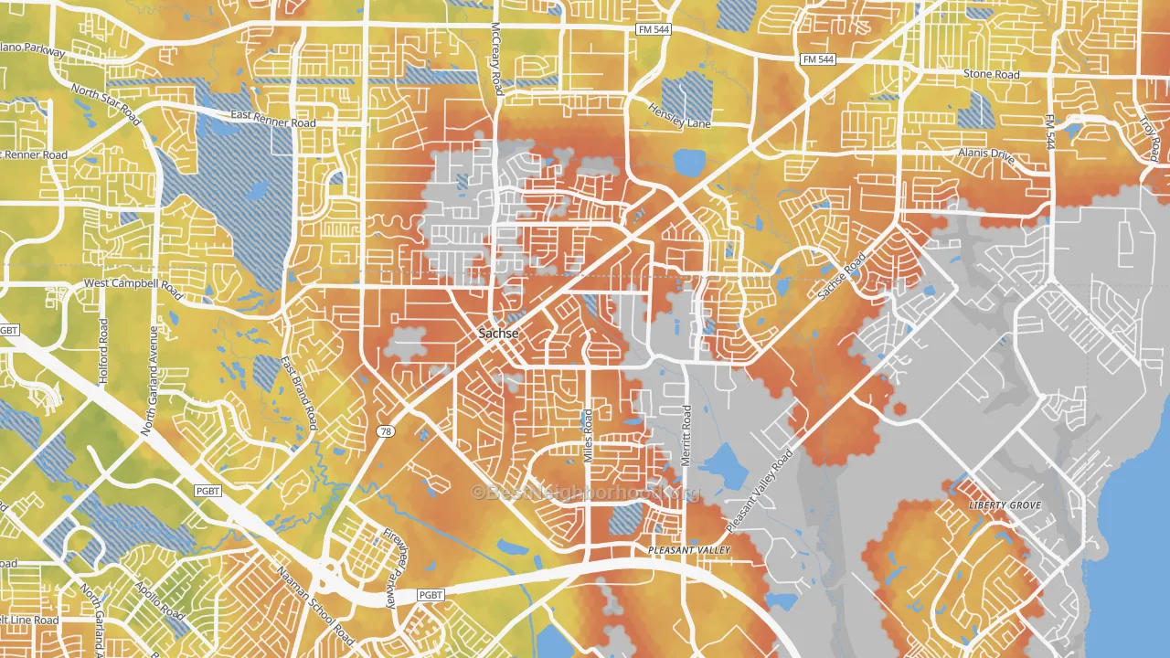 Bike Grade map of Sachse, TX