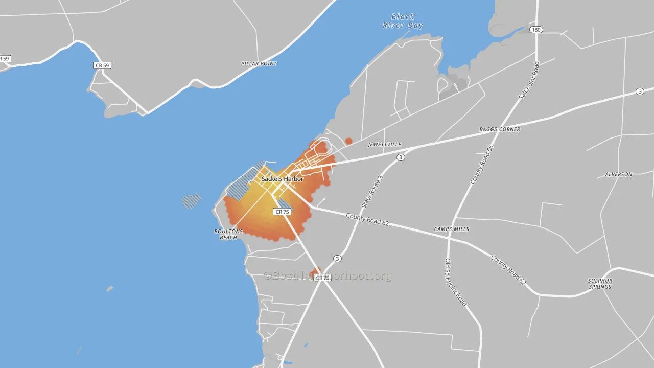 Bike Grade map of Sackets Harbor, NY