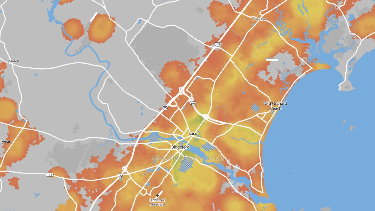 Bike Grade map of Saco, ME