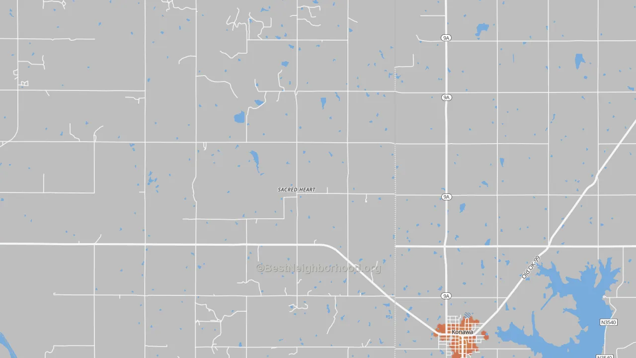Bike Grade map of Sacred Heart, OK