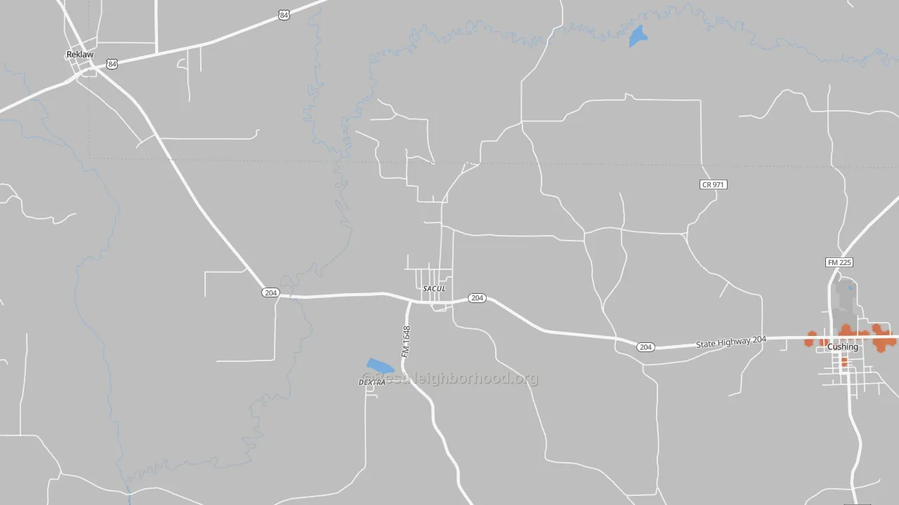 Bike Grade map of Sacul, TX