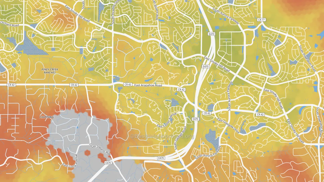 Bike Grade map of Saddle Rock Golf Club, Aurora, CO