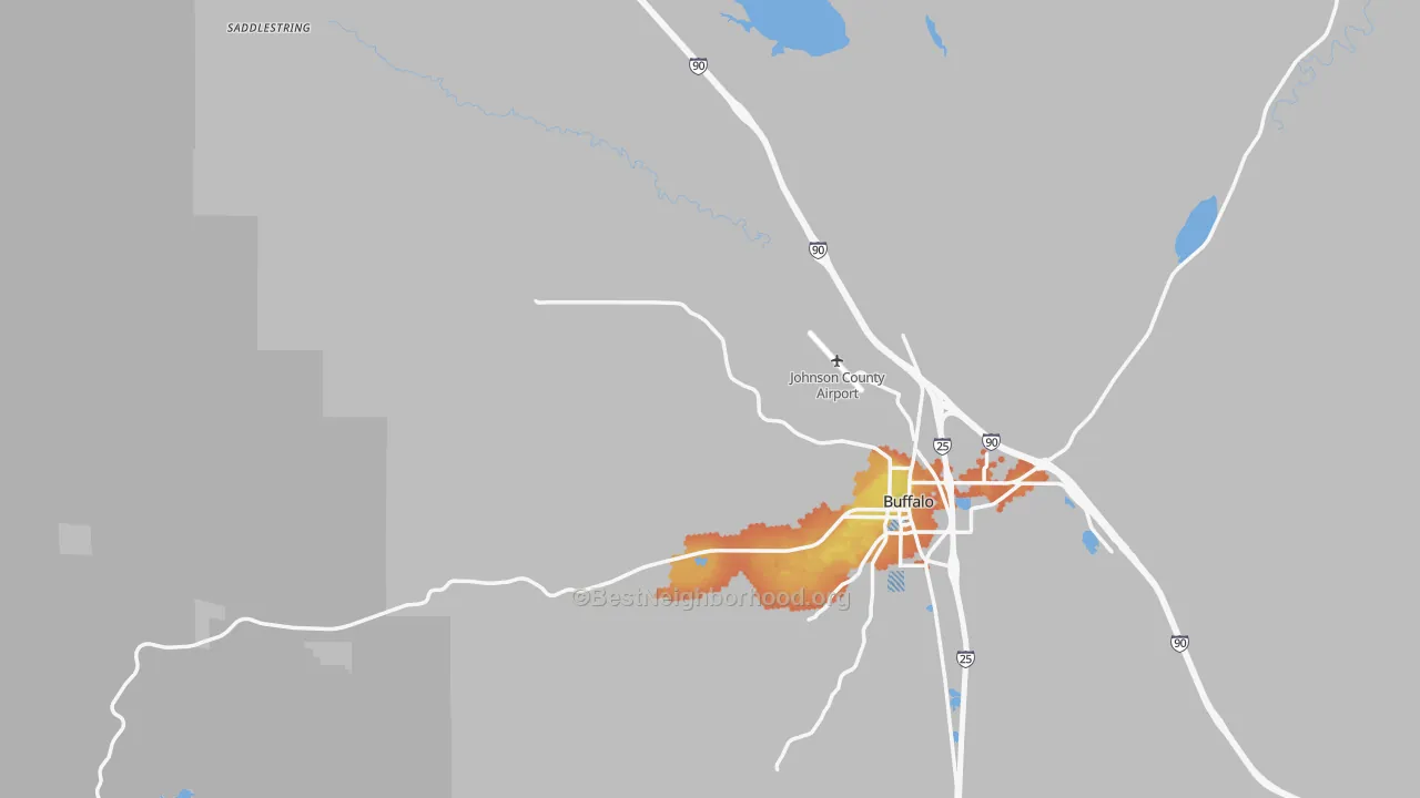 Bike Grade map of Saddlestring, WY