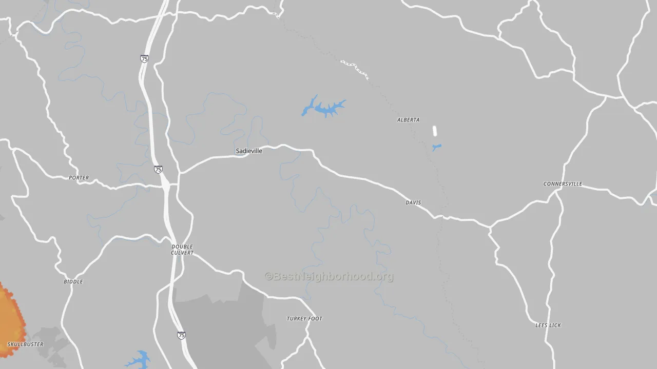 Bike Grade map of Sadieville, KY