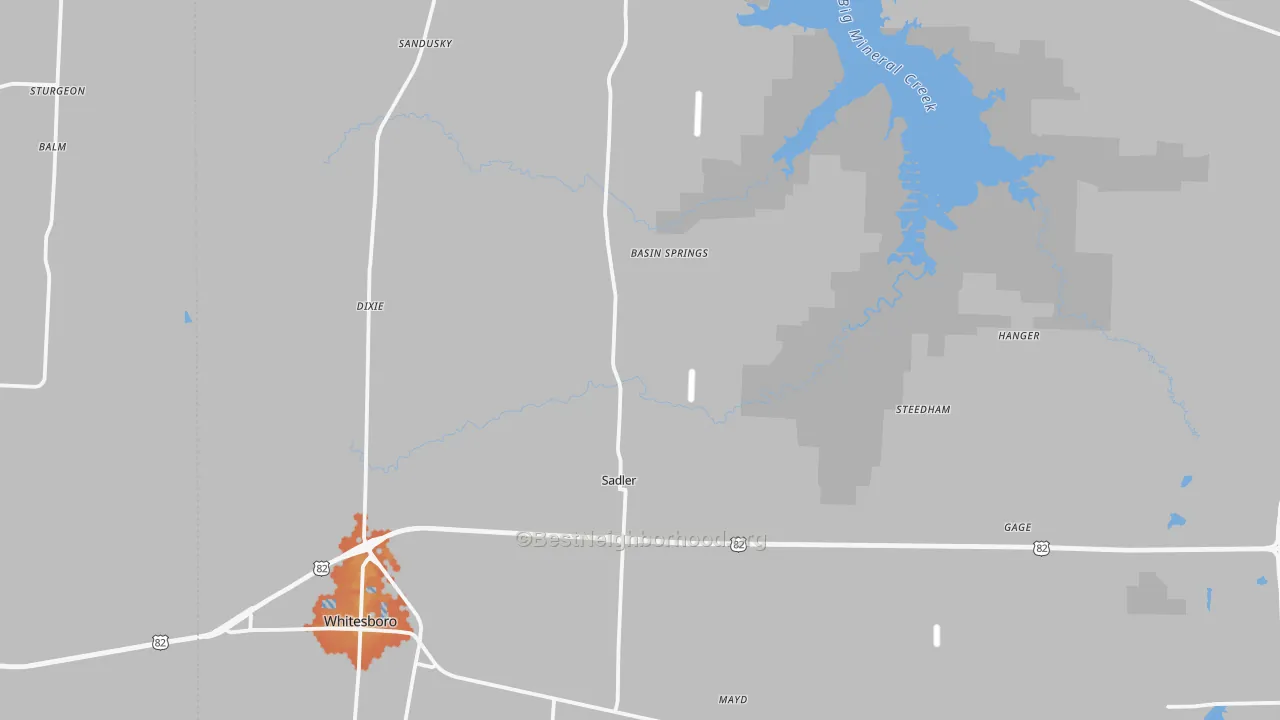 Bike Grade map of Sadler, TX