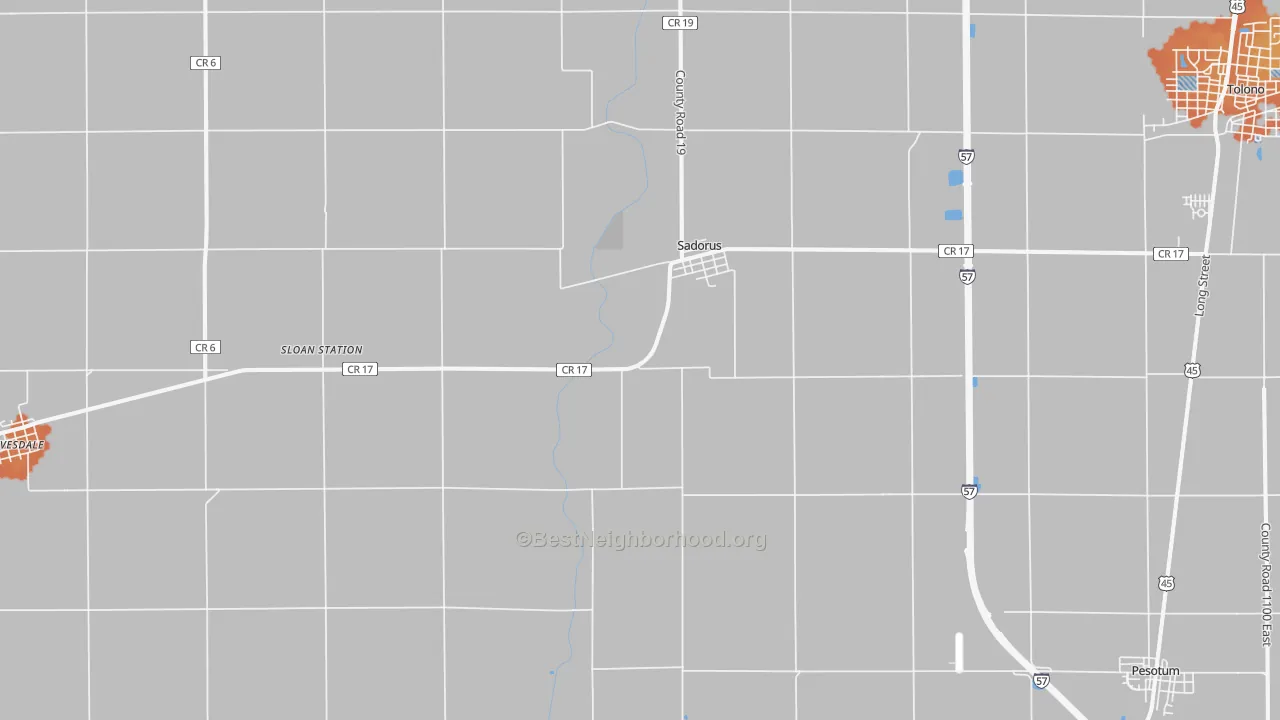 Bike Grade map of Sadorus, IL