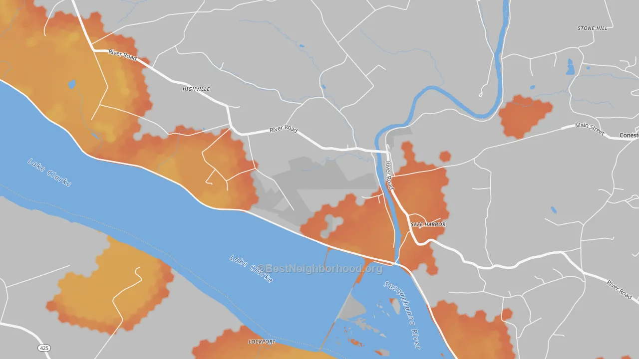 Bike Grade map of Safe Harbor, PA
