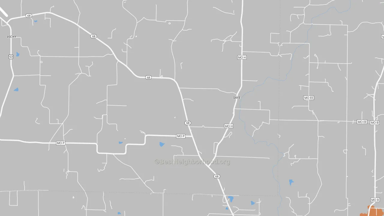 Bike Grade map of Safe, MO