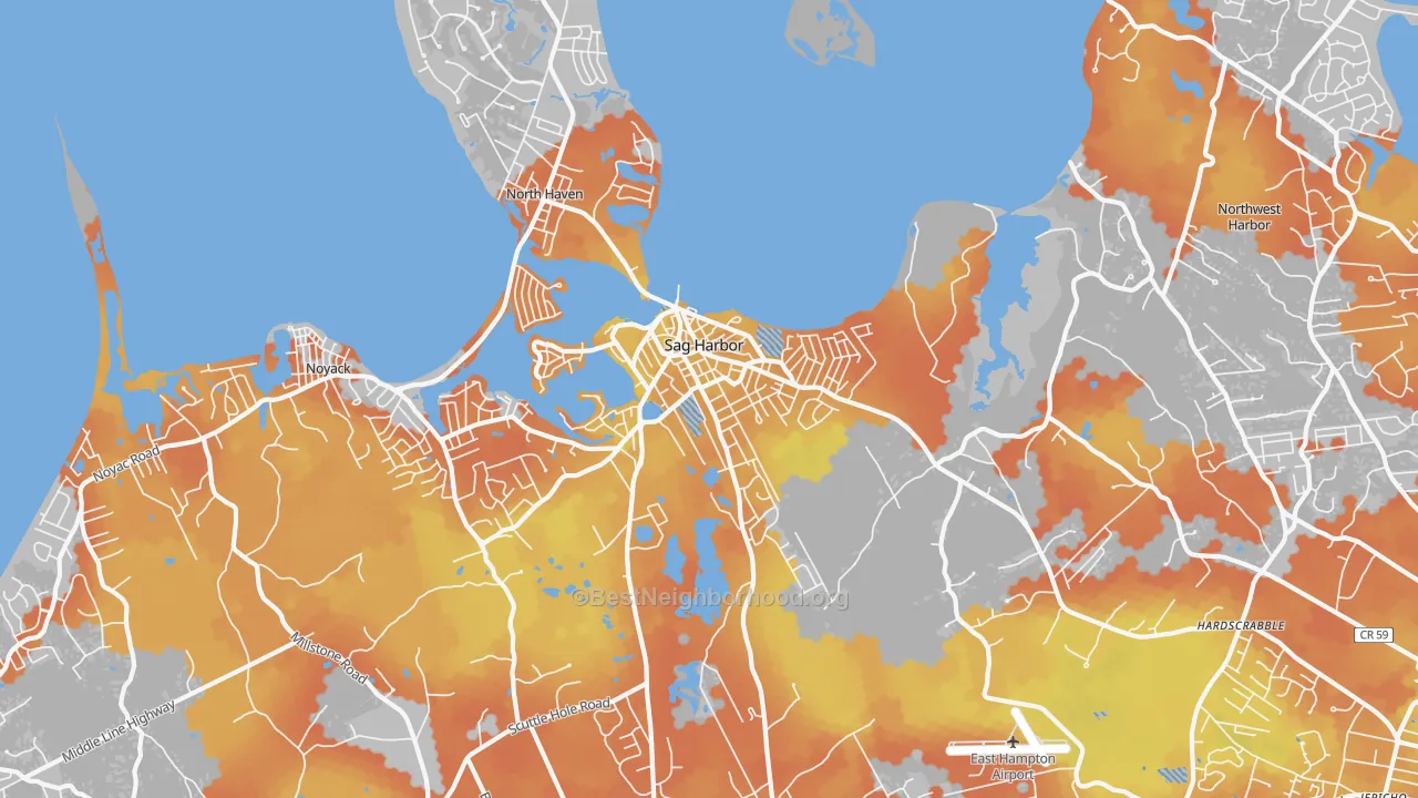 Bike Grade map of Sag Harbor, NY