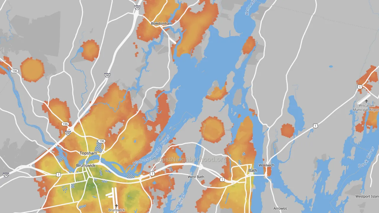 Bike Grade map of Sagadahoc County, ME