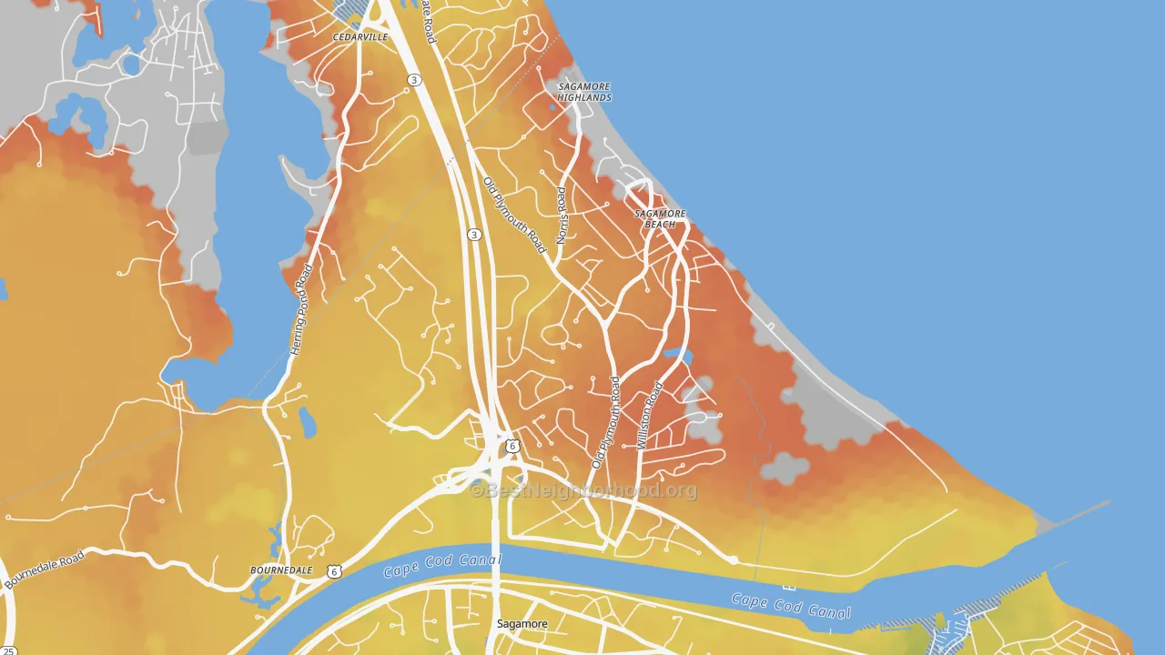 Bike Grade map of Sagamore Beach, MA