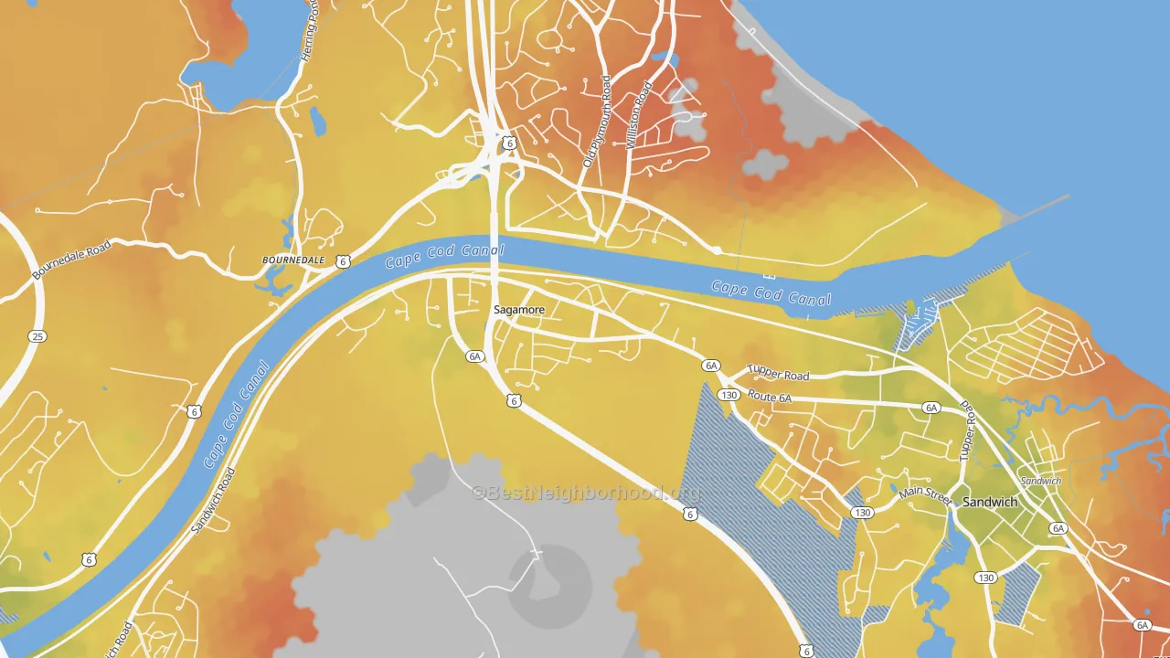Bike Grade map of Sagamore, MA