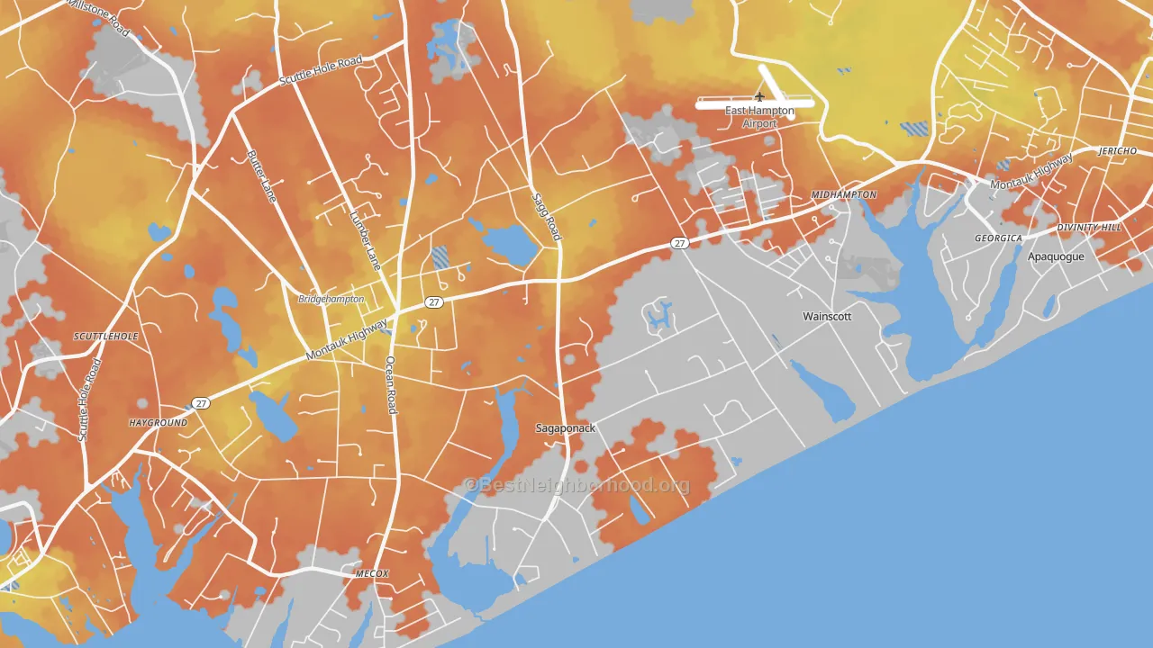 Bike Grade map of Sagaponack, NY