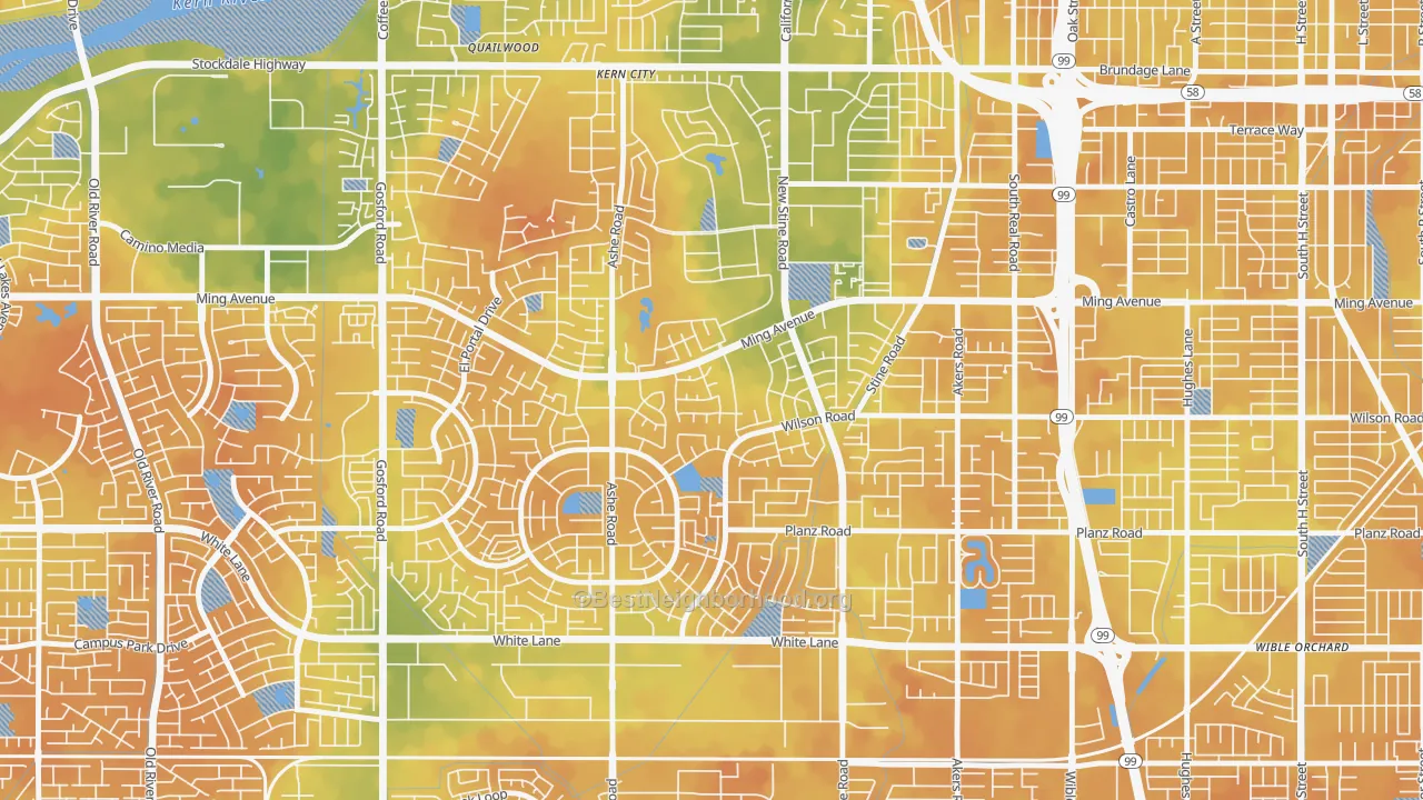 Bike Grade map of Sagepointe, Bakersfield, CA