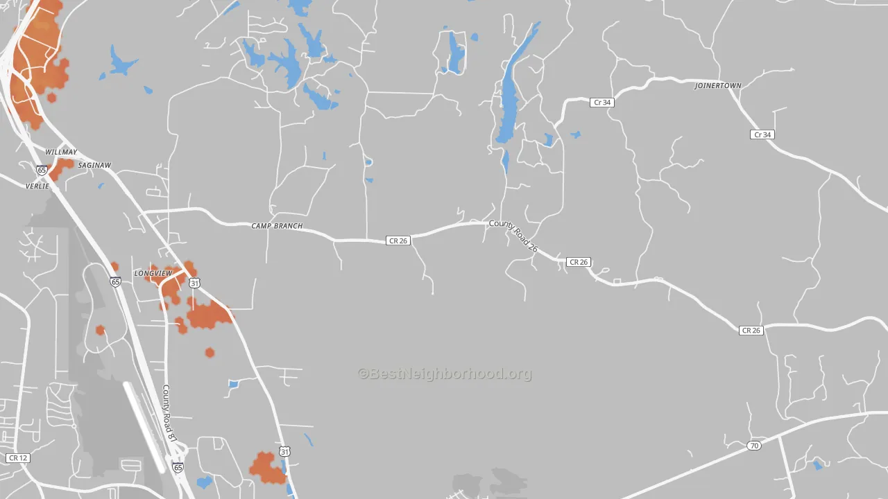 Bike Grade map of Saginaw, AL