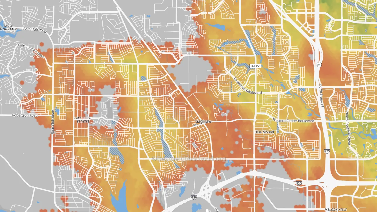 Bike Grade map of Saginaw, TX