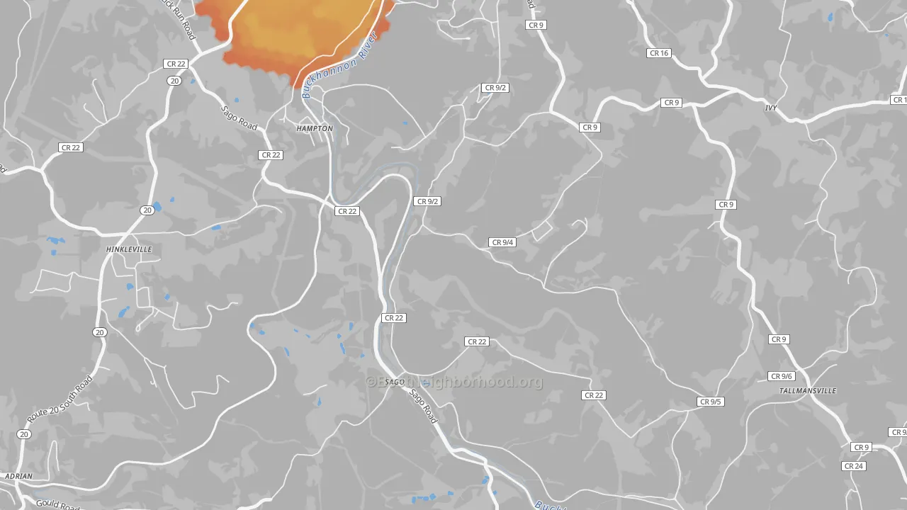 Bike Grade map of Sago, WV