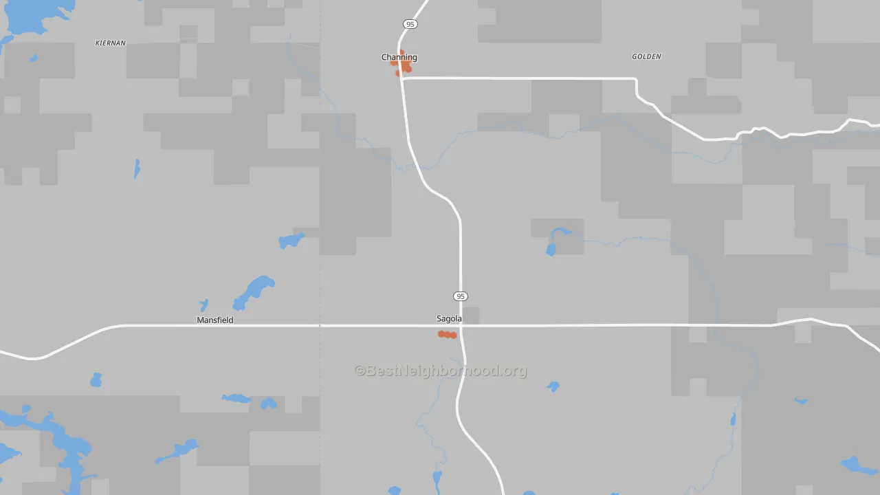 Bike Grade map of Sagola, MI