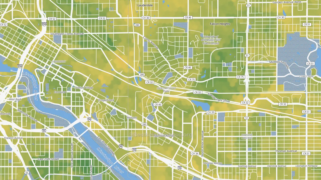 Bike Grade map of Saint Anthony, St. Paul, MN