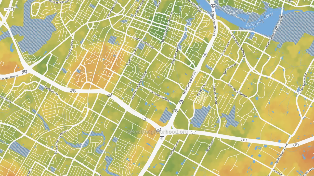 Bike Grade map of Saint Edwards, Austin, TX