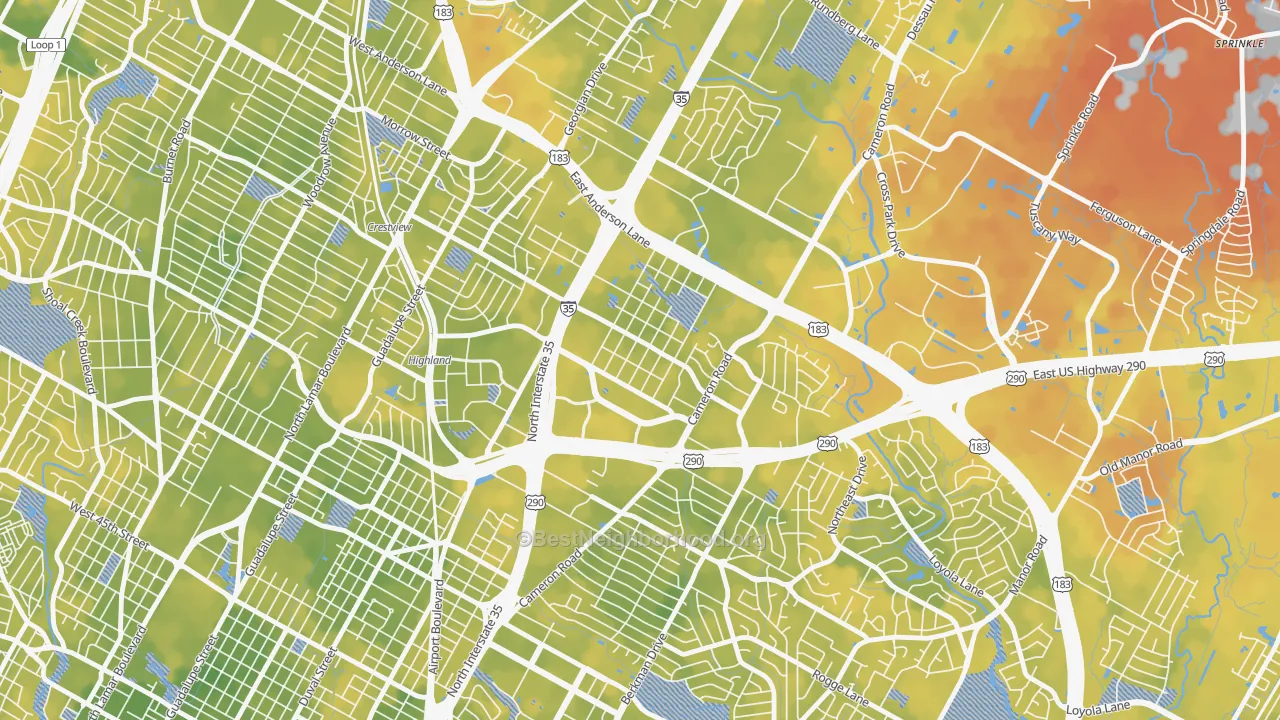 Bike Grade map of Saint Johns, Austin, TX