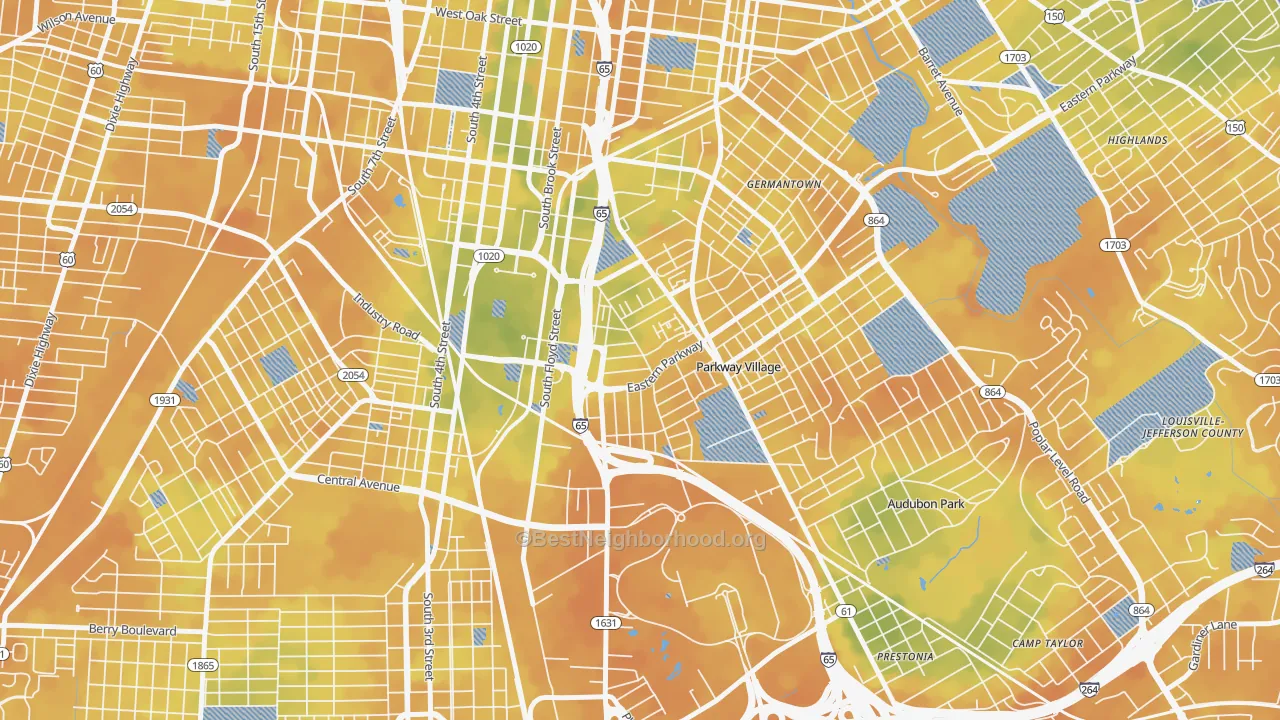 Bike Grade map of Saint Joseph, Louisville, KY