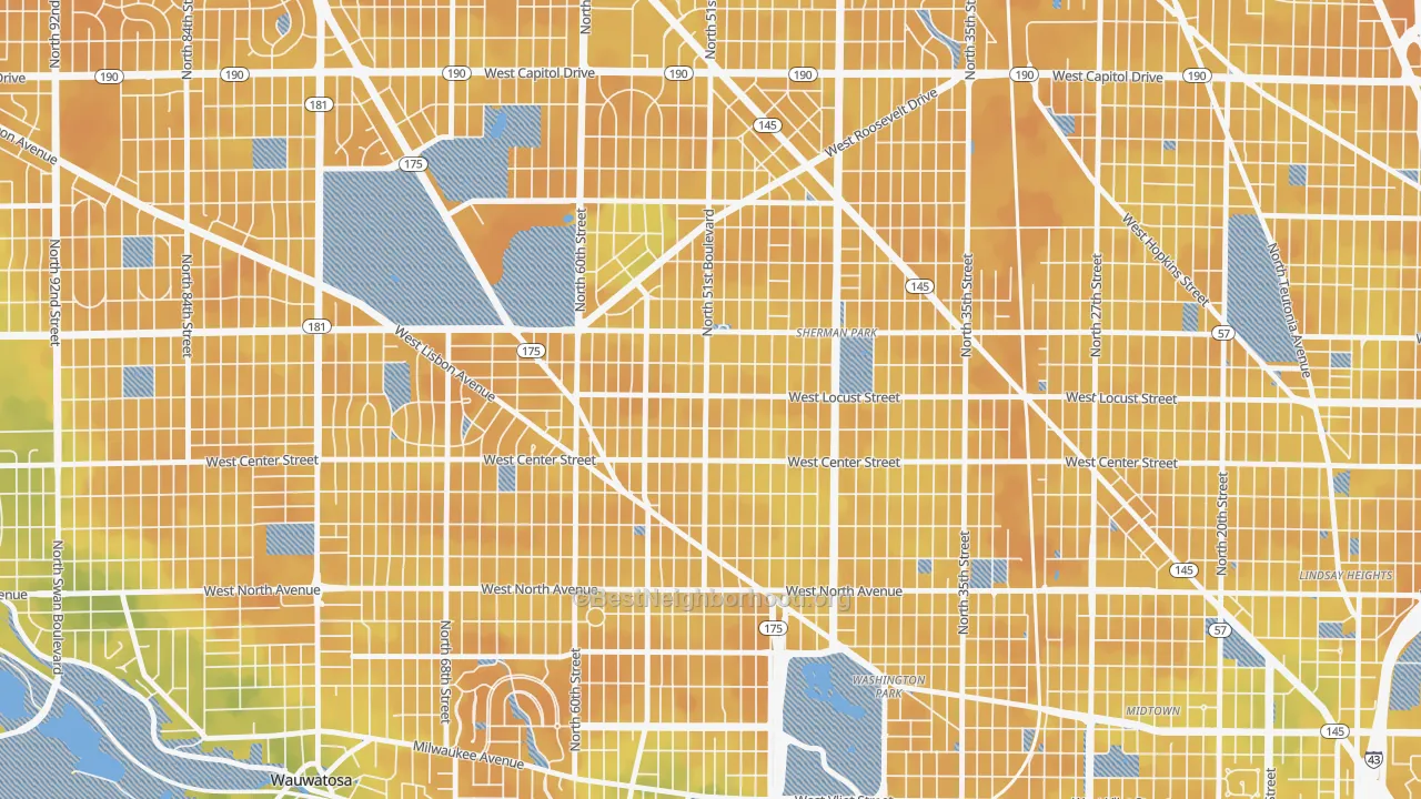 Bike Grade map of Saint Joseph, Milwaukee, WI