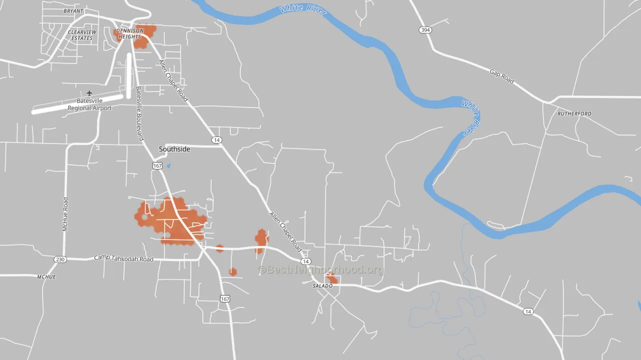 Bike Grade map of Salado, AR