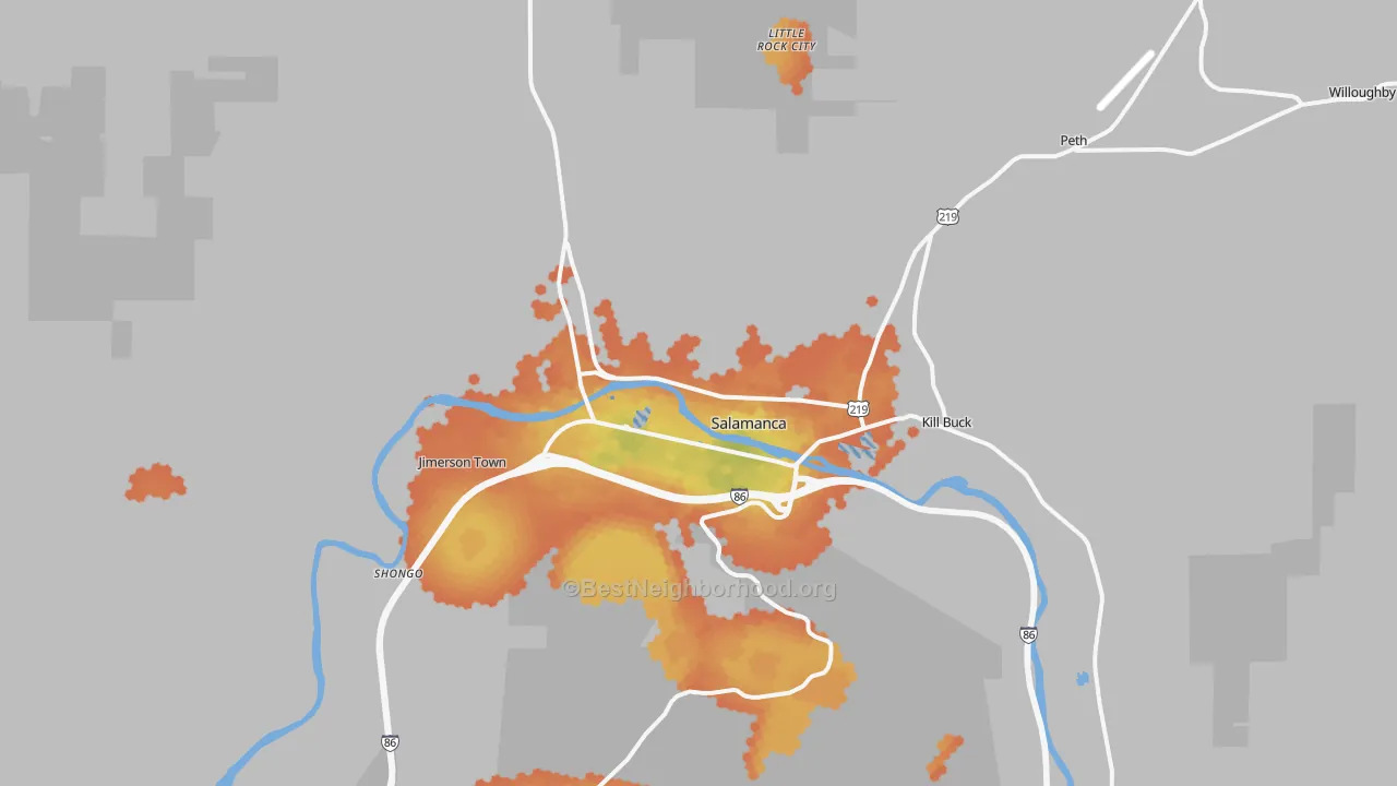 Bike Grade map of Salamanca, NY