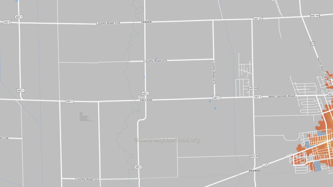 Bike Grade map of Salcedo, MO