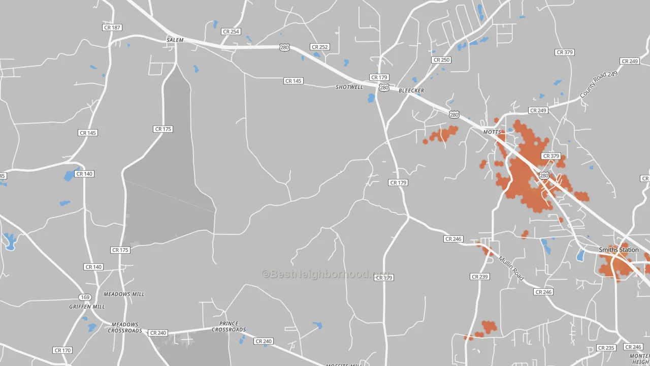 Bike Grade map of Salem, AL