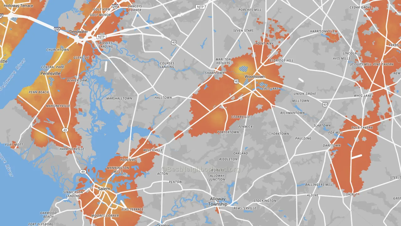 Bike Grade map of Salem County, NJ