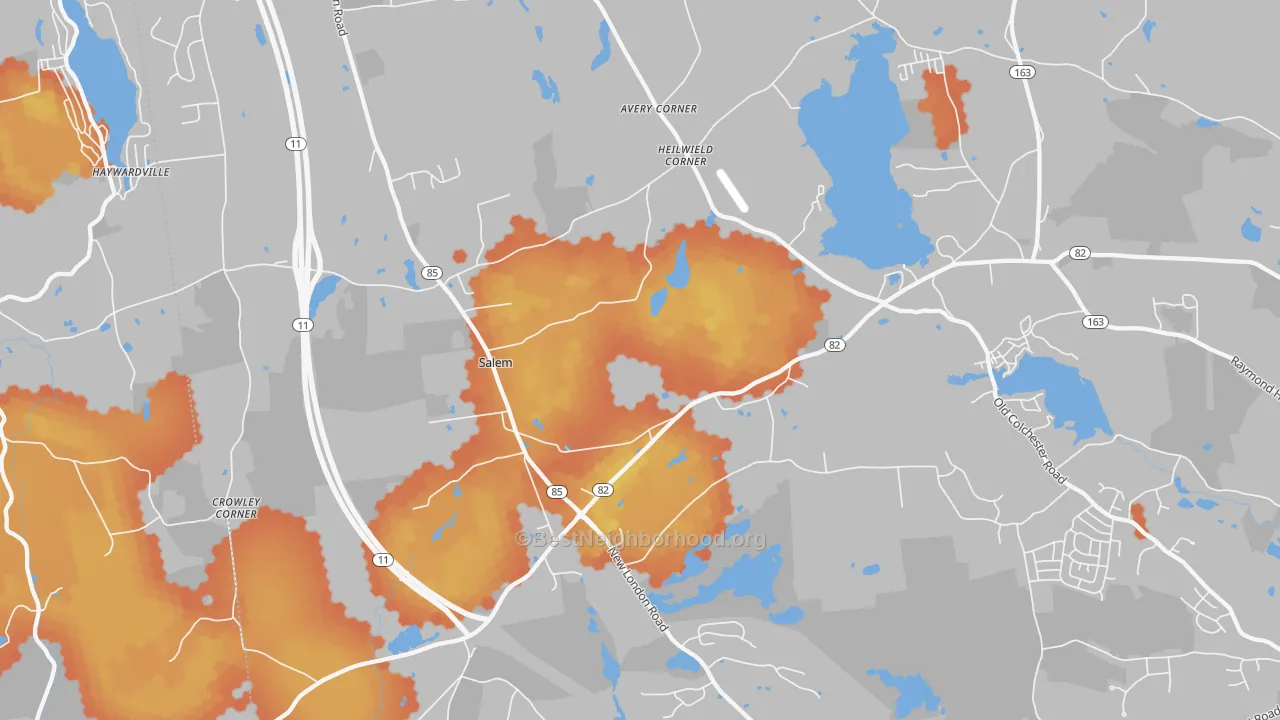 Bike Grade map of Salem, CT