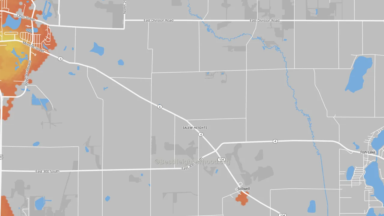 Bike Grade map of Salem Heights, IN